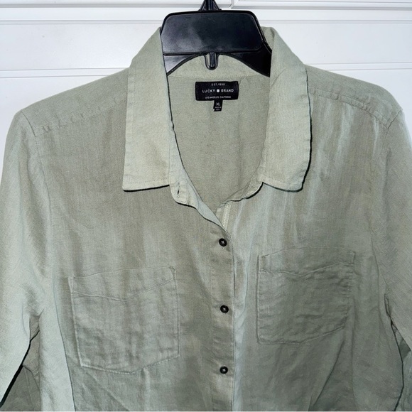 Lucky Brand Green Button-Up Shirt Lightweight Sz XLarge Capsule Wardrobe Classic - Picture 4 of 8